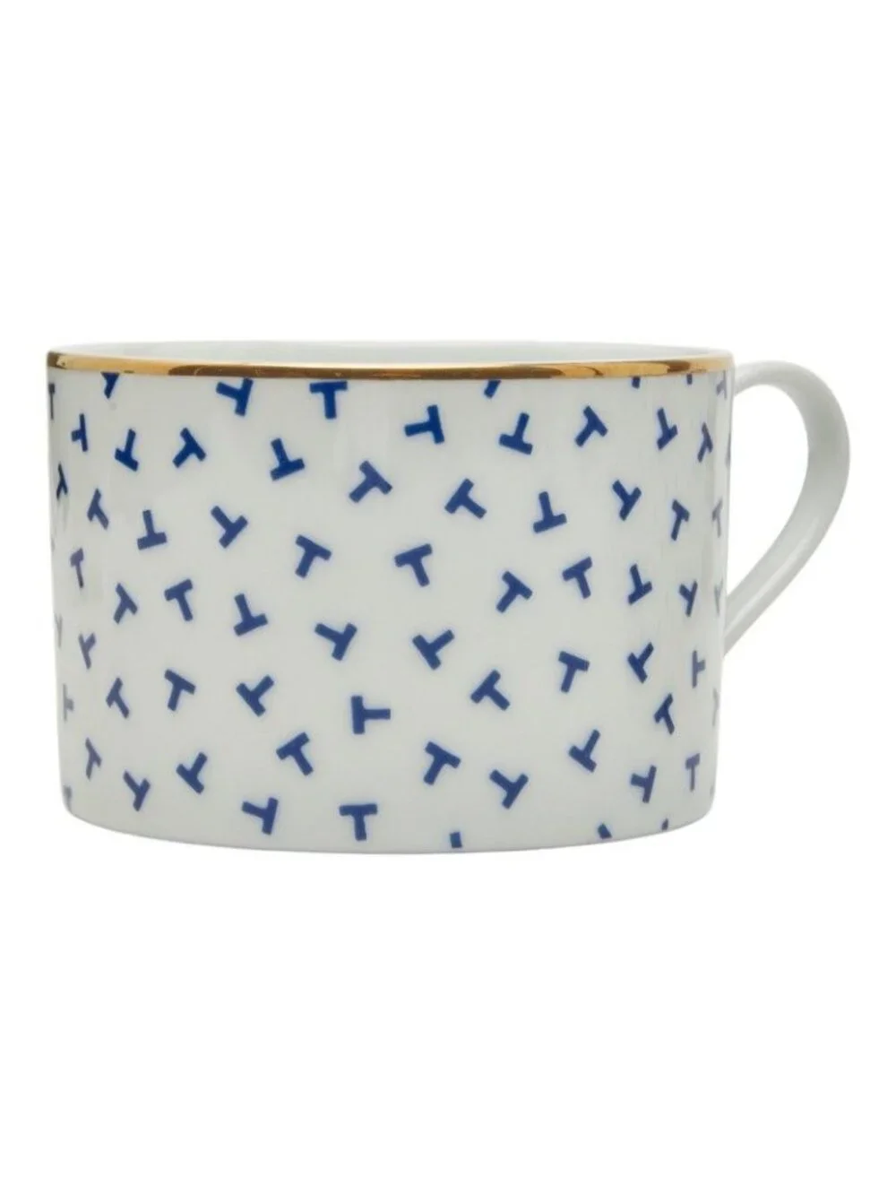 Tiffany & Co Dancing T Cup Saucer Set White Blue Gold Porcelain